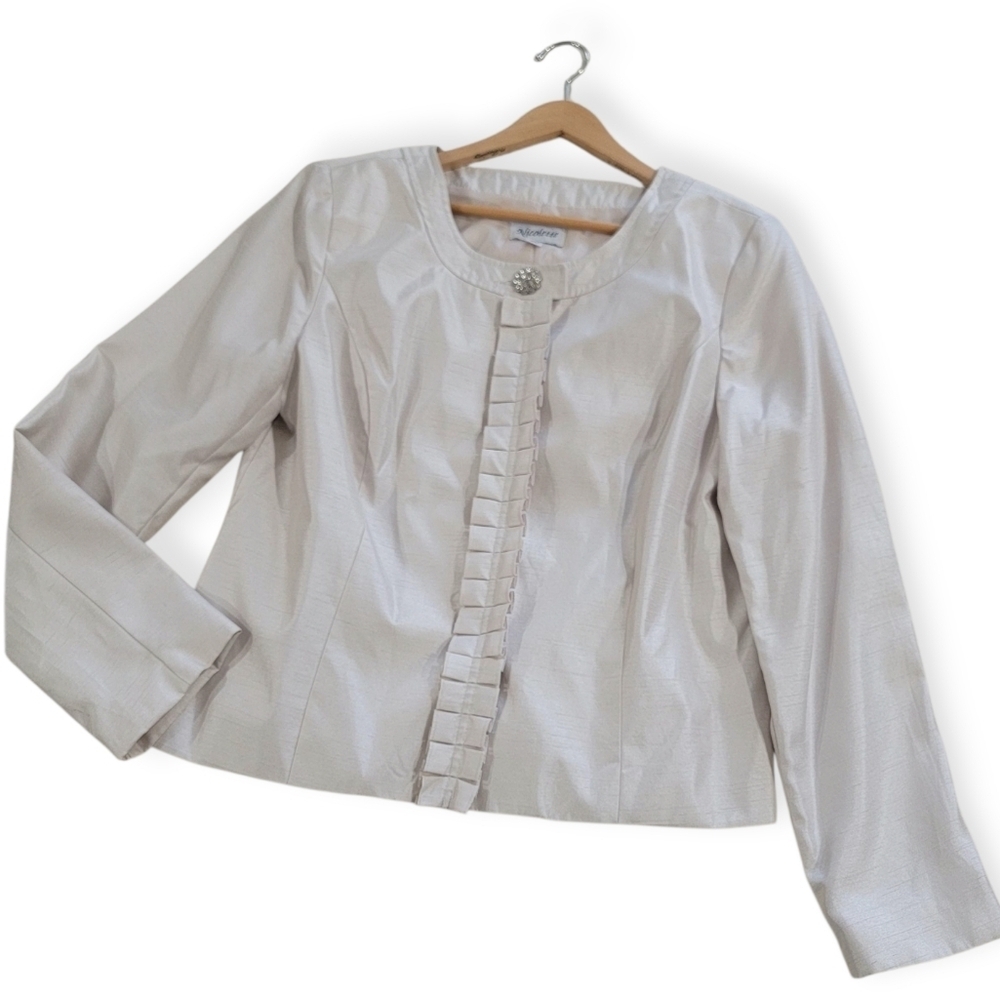 Nicolette Cream Blazer Size 14 Dressy Ruffle Special Occasions Holidays Evening
